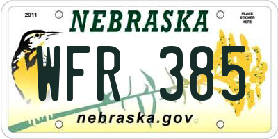 NE license plate WFR385