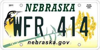 NE license plate WFR414