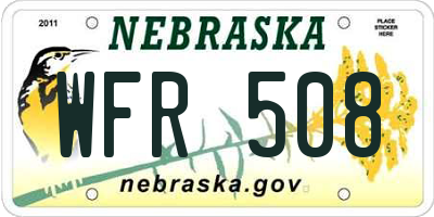 NE license plate WFR508