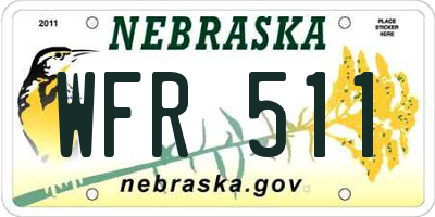 NE license plate WFR511