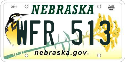 NE license plate WFR513
