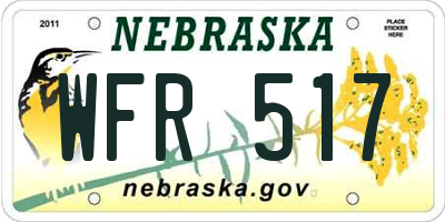 NE license plate WFR517