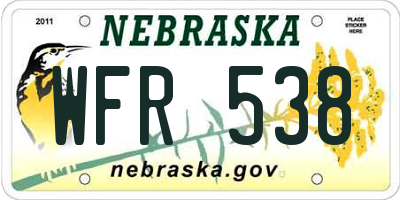 NE license plate WFR538