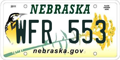 NE license plate WFR553