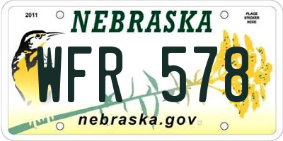 NE license plate WFR578
