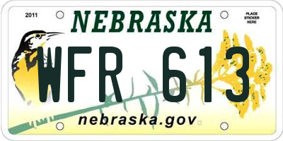 NE license plate WFR613