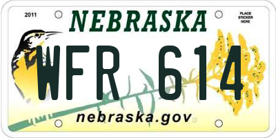NE license plate WFR614