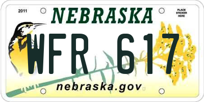 NE license plate WFR617