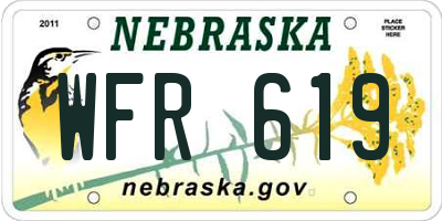 NE license plate WFR619