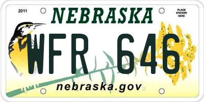 NE license plate WFR646