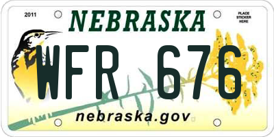 NE license plate WFR676