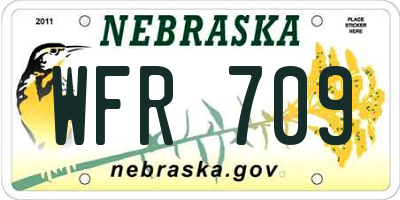 NE license plate WFR709