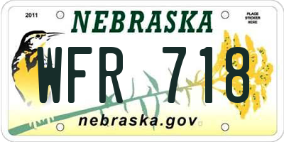 NE license plate WFR718