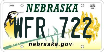 NE license plate WFR722