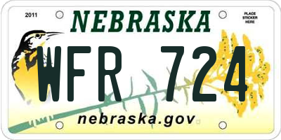 NE license plate WFR724