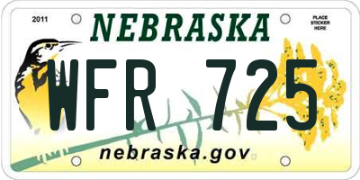 NE license plate WFR725