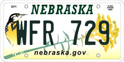 NE license plate WFR729