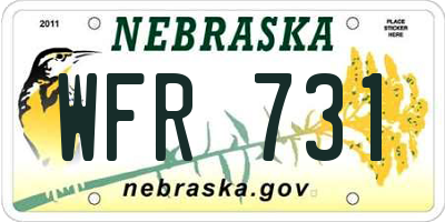 NE license plate WFR731