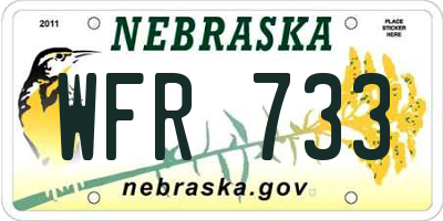 NE license plate WFR733