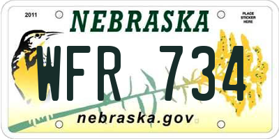 NE license plate WFR734