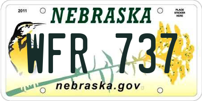 NE license plate WFR737