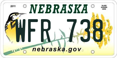 NE license plate WFR738