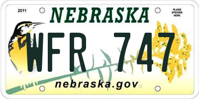 NE license plate WFR747