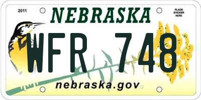 NE license plate WFR748