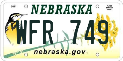 NE license plate WFR749