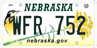 NE license plate WFR752