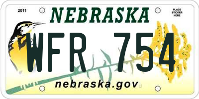 NE license plate WFR754