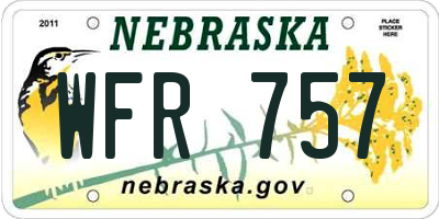 NE license plate WFR757