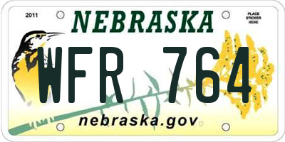 NE license plate WFR764