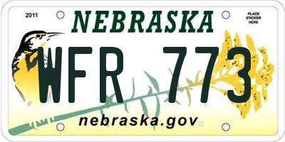NE license plate WFR773