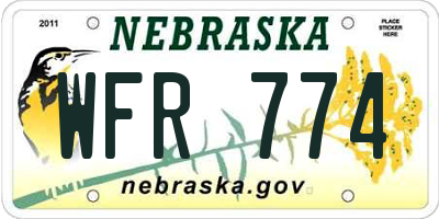 NE license plate WFR774