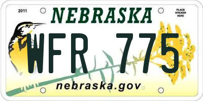NE license plate WFR775