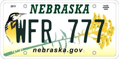 NE license plate WFR777