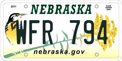 NE license plate WFR794