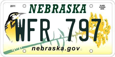 NE license plate WFR797