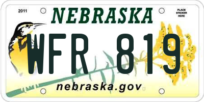 NE license plate WFR819