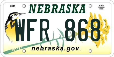 NE license plate WFR868