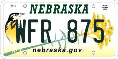 NE license plate WFR875