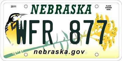 NE license plate WFR877