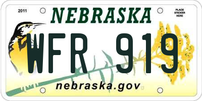 NE license plate WFR919