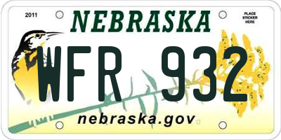 NE license plate WFR932