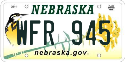 NE license plate WFR945