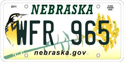 NE license plate WFR965