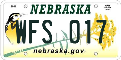NE license plate WFS017
