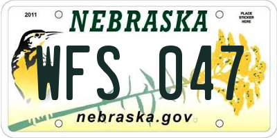 NE license plate WFS047