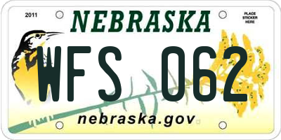 NE license plate WFS062